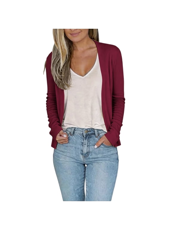 Women Sweaters Shrugs Tops Summer Button Down Thin Button up Sweaters Fitted Tops Office Bolero for Women Work Tops Dress Long Sleeve Soft Lightweight