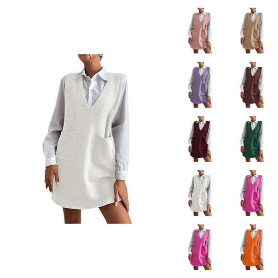 Women Sweaters, Solid Color Sleeveless Vests for Women, Long Double Vest Design, Fashionable Top for Everyday and Layering