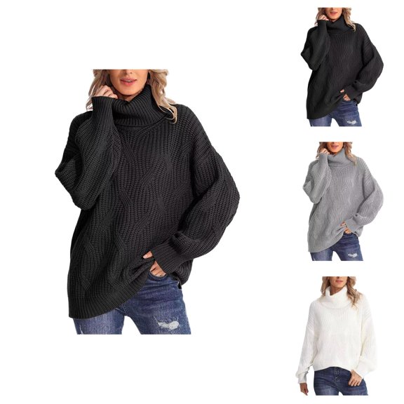 Women Sweaters, Turtleneck Sweaters for Women, Loose Knit Pattern Pullover, Long Sleeve for Comfort and Style