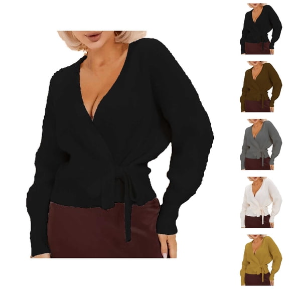 Women Sweaters, V Neck Cardigans for Women, Tied Knit Sweater Jacket, Slim Fit for Fall Fashion Outerwear