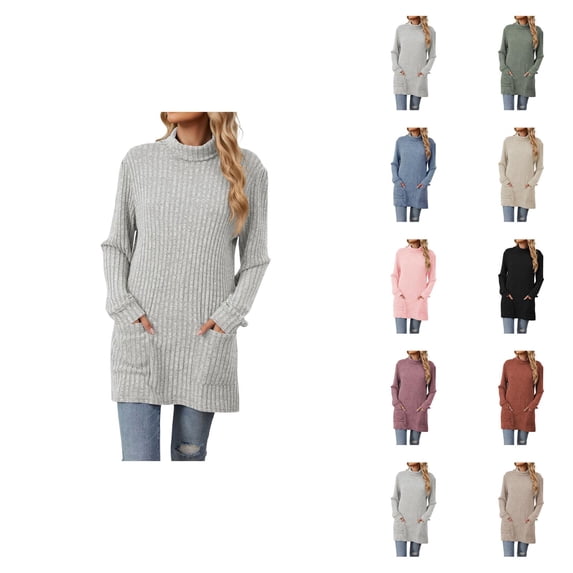 Women Sweaters, Winter Sweaters for Women, Half Turtleneck Long Sleeve Top, Baggy Pocket Pullover for Casual Wear and Relaxed Comfort