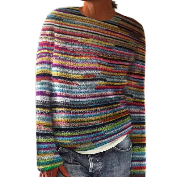 Women Sweaters Women's Vintage Art Print Knit Crew Neck Pullover Sweater Sweaters