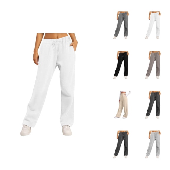 Women Sweatpants 2026 Fall Winter Fashion Drawstring Elastic High Waist Wide Leg Loose Casual Yoga Pants with Pockets