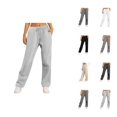 thumbnail image 1 of Women Sweatpants 2026 Fall Winter Fashion Drawstring Elastic High Waist Wide Leg Loose Casual Yoga Pants with Pockets, 1 of 9
