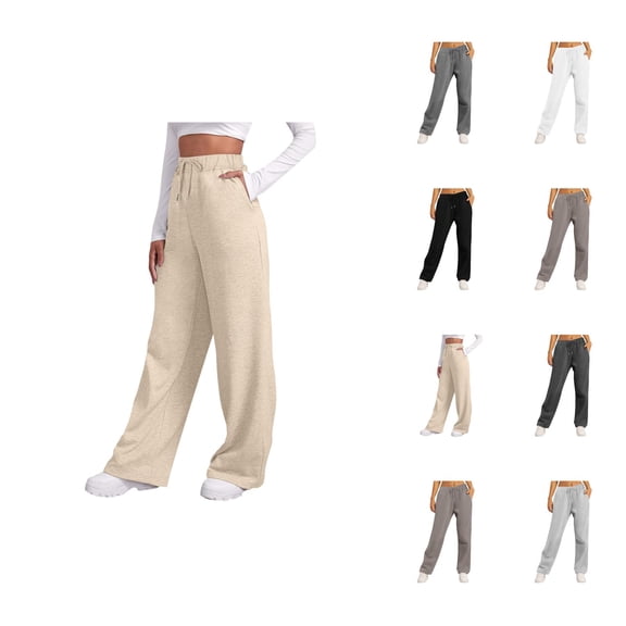 Women Sweatpants 2026 Fall Winter Fashion Drawstring Elastic High Waist Wide Leg Loose Casual Yoga Pants with Pockets