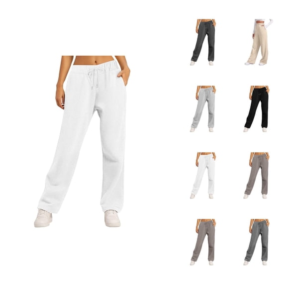 Women Sweatpants 2026 Fall Winter Fashion Elastic High Waist Drawstring Wide Leg Loose Casual Yoga Pants with Pockets