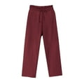 thumbnail image 1 of Women Sweatpants Baggy New Women's Wide Leg Pants Flowy Pants for Women Casual Trousers Loose Fitted High Waisted Drawstring with Pocket Wine M, 1 of 3