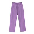 thumbnail image 1 of Women Sweatpants Cargo New Wide Leg Linen Pants for Women Summer Capris Flowy Pants Casual Loose High Waist Trousers with Pockets Purple 3XL, 1 of 3
