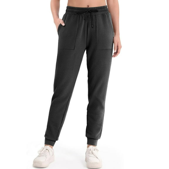 Women Sweatpants Cotton MIUOWANP Women'S Solid Color Overalls Women'S Casual High-Waisted Drawstring Pocket Sweatpants Black XXL