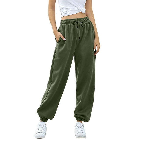 Women Sweatpants High Waisted Baggy Sweatpants Joggers Sport Active Workout Jogger Pants with Pockets Army Green S