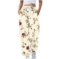 thumbnail image 1 of Women Sweatpants High Waisted Printed and Plush Casual Drawstring Pants Fashion Loose Ankle Sweatpants, 1 of 6