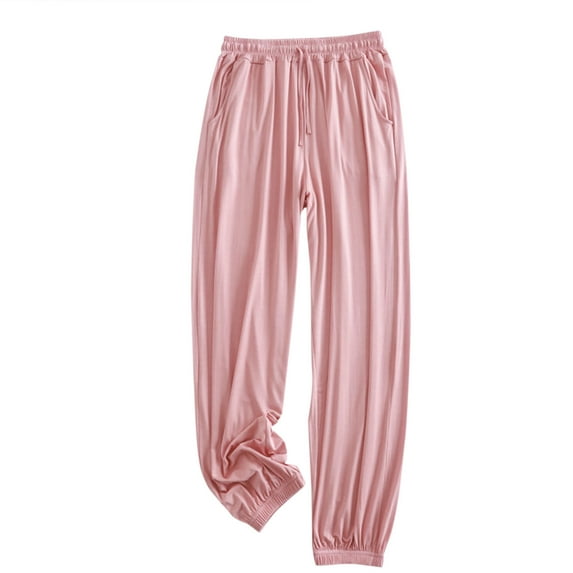 Women Sweatpants Lightweight Clearance Sale Women's Fashion Fitness Sport Relaxed Loose Elastic Waist Long Sweatpants Solid Color Bound Feet Pink XL