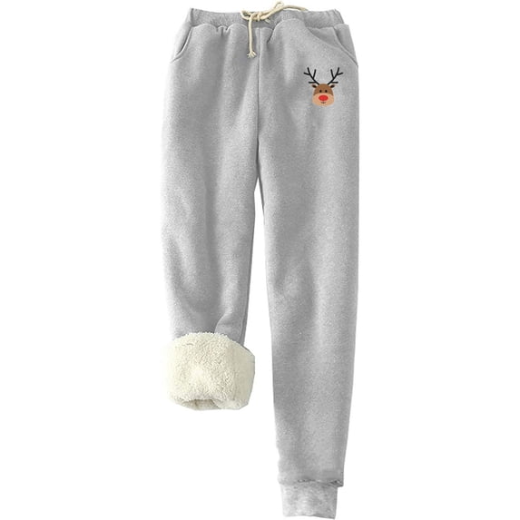 Women Sweatpants Pajama PURCOLT Printed Bottom Pants, Lamb Fleece Pockets, Elastic Tie Up, Thickened Plush, Warm And Sanitary Pants on Clearance