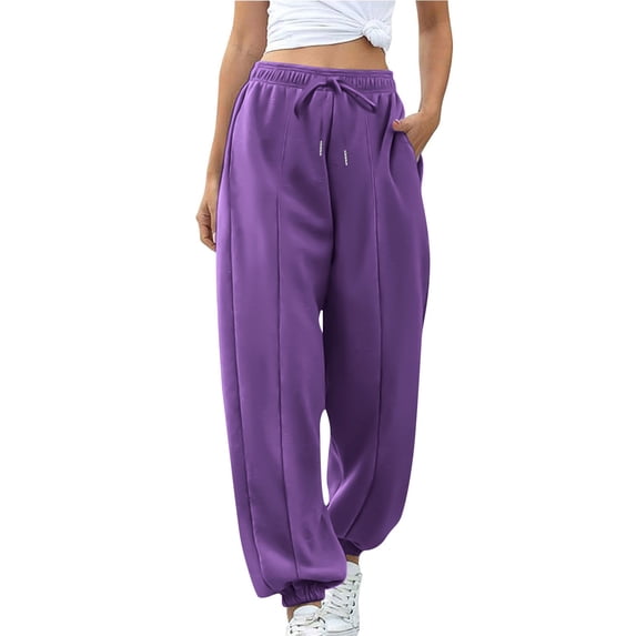 Women Sweatpants Pants Long Pants with Pockets and Drawstring Wide Leg Cargo Trousers Baggy Joggers Workout Tracksuit Bottoms