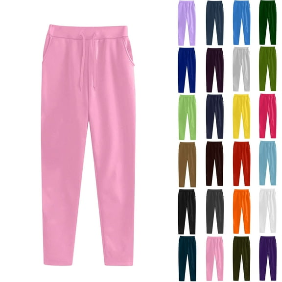 Women Sweatpants Sport Pants Casual Trousers Solid Color Large Size Running Fitness Sports Pants With Pockets