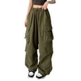 thumbnail image 1 of Women Sweatpants Vintage Y2K Solid Baggy Cargo Pants Streetwear Hop Joggers Sweatpants Oversize Drawstring Parachute Pants Rave Pants Womens Pants Casual Green XXXL, 1 of 7
