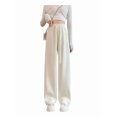 thumbnail image 1 of Women Sweatpants Wide Leg Drawstring Workout Casual Baggy Pants High Waist Cream White XL, 1 of 9