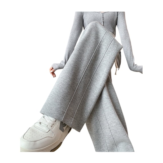 Women Sweatpants Wide Leg Drawstring Workout Casual Baggy Pants High Waist Light Gray L