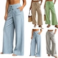 thumbnail image 1 of Women Sweatpants Womens Linen Pants Ndbuld Fashion Women's Elastic Wais Pockets Solid Color Summer Casual Pants Gray XL, 1 of 7