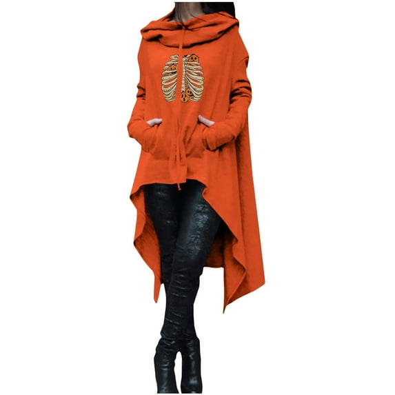 Women Sweatshirt 50% Off Clearance Plus Size Casual Loose Pullover Long Sleeve Round Neck Sweatshirt Loose Medium Long Womens Tops Hooded Sweatshirts Halloween Printed Women Top