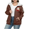 thumbnail image 1 of Women Sweatshirt Coat Fleece Thicken Outwear Christmas Printed Hooded Overcoat Fluffy Sherpa Jacket Santa Claus Graphic Outfits Christmas Tree Tops Trendy Garments, 1 of 5