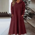 thumbnail image 1 of Women Sweatshirt Dress Winter Dress Long Sleeve Solid Pocket Winter Fall Hooded Dress Women's Summer Dress Casual Dress with Pockets Wrap Dress for Women Midi Women's Casual Ladies T Shirt Dresses, 1 of 6