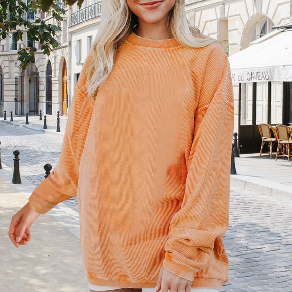 Women Sweatshirt Long Sleeve Sweatshirt Pullover Women Orange Sweatshirts for Women Fall Sweatshirt for Women Fashion