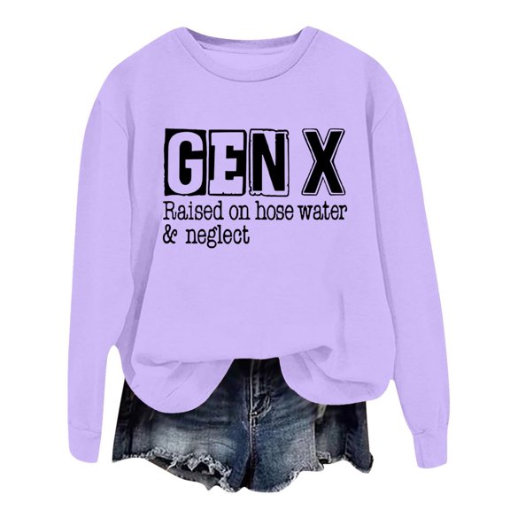 Women Sweatshirt Long Sleeve Sweatshirt Women Pullover Sweatshirt Purple Plain Crewneck Sweatshirt Winter Womens Clothes Preppy Teen Clothes
