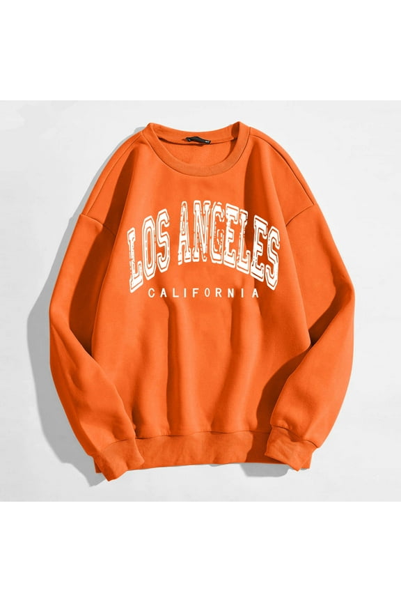 Women Sweatshirt Long Sleeve Sweatshirt for Women Oversized Pullover for Women Orange Sweatshirts for Women Winter Clothes Trending Fashion