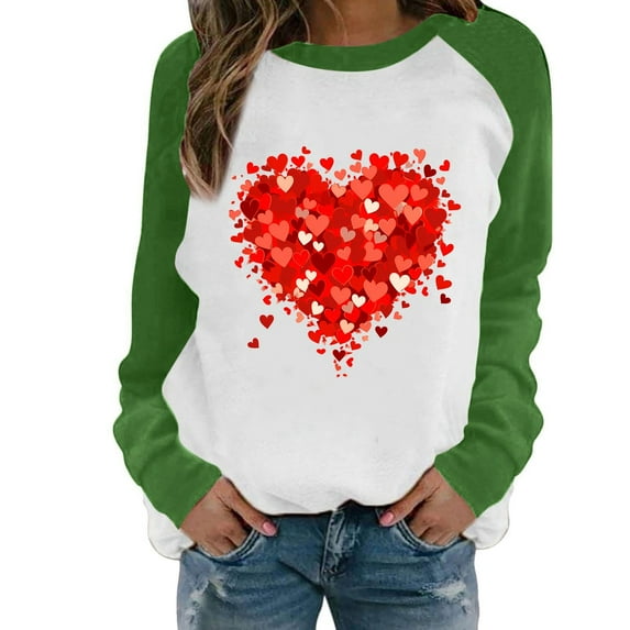 Women Sweatshirt Long Sleeve Sweatshirt for Women Pullover Tops for Women Green Cute Crewneck Sweatshirt Fall Womens Clothes Comfy Clothes