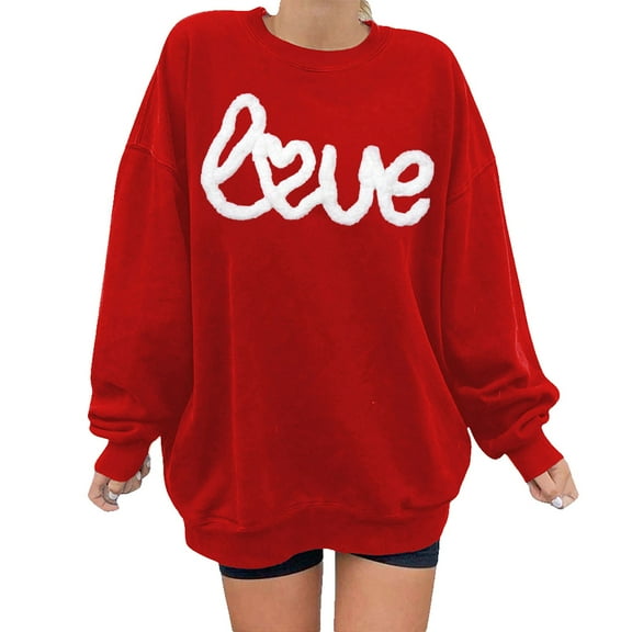 Women Sweatshirt Long Sleeve Sweatshirt for Womens Pullover Sweatshirt Red Sweatshirts Womens Winter Sweatshirt Young Women