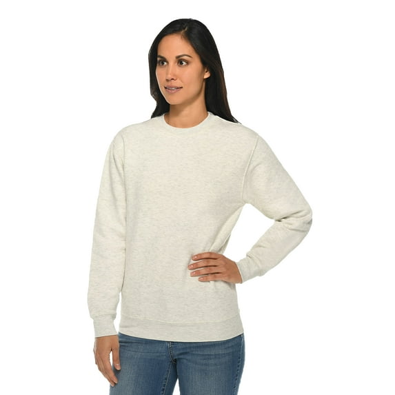 Women Sweatshirt - Men Sweatshirt - Plain Long Sleeve Casual Home Work School After Workout Unisex Sweaters - Oatmeal Heather Color