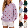 thumbnail image 1 of Women Sweatshirt Sevevn Crew Neck Oversized Fit Soft Fleece Heart Print Drop Shoulder Long Sleeve Pullover For Valentine Daily Street Casual Wear, 1 of 8