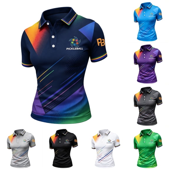 Women Sweatshirt Short Sleeve Button-up Golf Polo Shirts | Pickleball Quick Dry Breathable Sweatshirts, Classic Collar, Casual Slim Fit Workout Tops for Golf Tennis