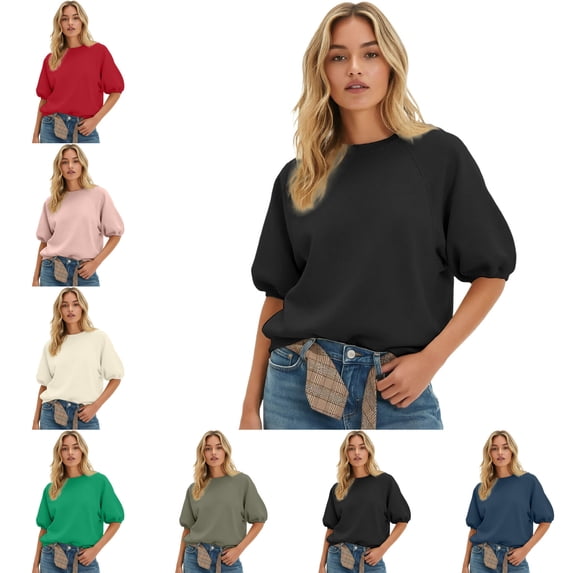 Women Sweatshirt Short Sleeve Sweatshirt Women Pullover Womens Outfits S