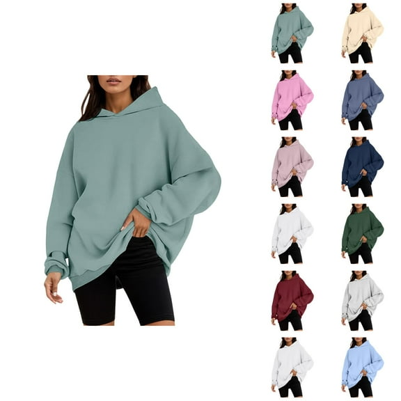 Women Sweatshirt Solid Color Womens Oversized Sweatshirts Pullover Hoodies Artificial Short Velvet Oversized Hoodies Hooded Sweatshirts Comfy Casual Pullover Loose Lightweight Fall Winter Clothes