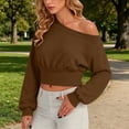 thumbnail image 1 of Women Sweatshirt Top Baeitkot Women Winter Casual Sports Style Sloping Shoulder Long Sleeved Sweatshirt Pullover Top Coffee L, 1 of 6