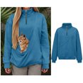 thumbnail image 1 of Women Sweatshirt With Pouch For Small Dog Quarter Zipper Dog Carrier Sweatshirt Fashionable Long Sleeve Oversized Pocket Pullover Tops Winter Clothes, 1 of 9