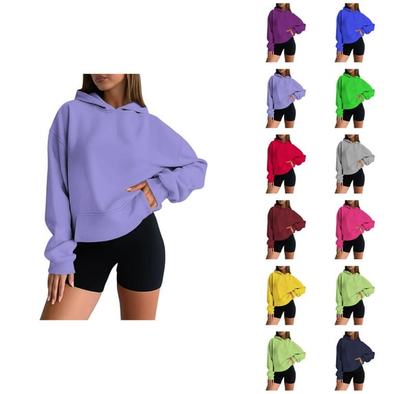 Women Sweatshirt Women's Solid Color Sweatshirt Women's Casual Hooded Sweatshirt Soft Comfortable Pullover Hoodie For Everyday Wear Basic Loungewear Lightweight Versatile