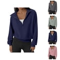 thumbnail image 1 of Women Sweatshirt Women's Solid Color Sweatshirt Women's Zip Up Hoodless Sweatshirt Casual Long Sleeve Pullover For Spring Fall Daily Wear With Jeans Comfortable Lightweight Soft Pure Color, 1 of 5