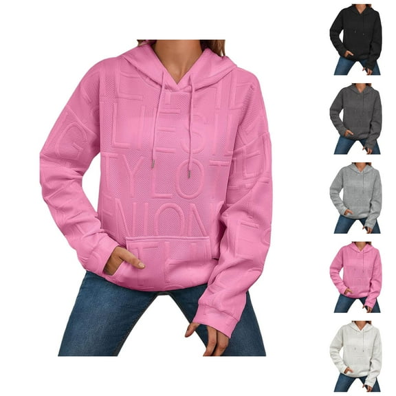 Women Sweatshirt Women's Solid Sweatshirt Women's Hoodies Pullover Oversized Streetwear Sweatshirt With 3D Letter Print Casual Comfortable Hooded Top
