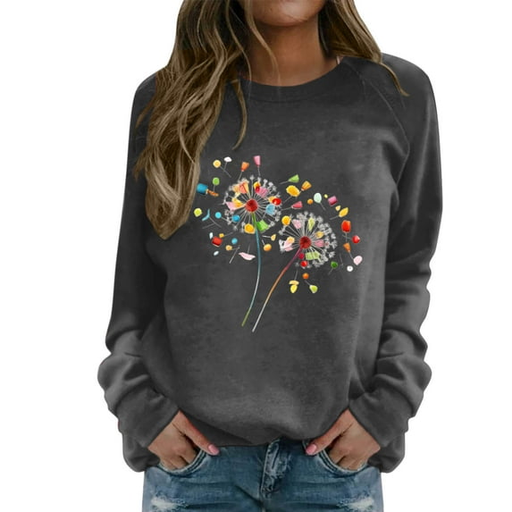 Women Sweatshirt Womens Long Sleeve Sweatshirt Womens Pullover Grey Sweatshirt Women Winter Outfits for Women 2025 Trendy Women'S Clothing