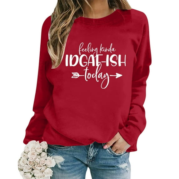 Women Sweatshirt Womens Long Sleeve Sweatshirt Womens Pullover Sweatshirt Red Sweatshirt Women Winter Fashion for Women Trending Fashion