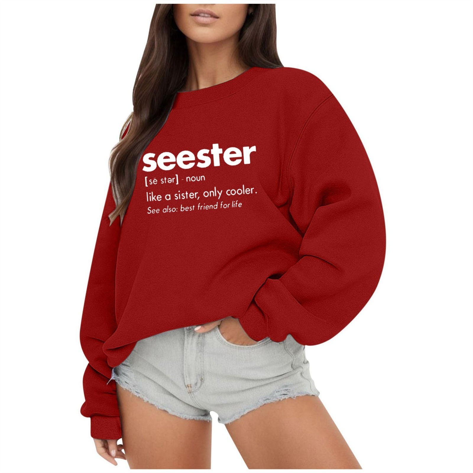 Women Sweatshirt Womens Sweatshirts No Hood Ladies Fashion Autumn Winter Outdoor Letter Printed Loose Solid Color Long Sleeve Round Neck Hoodie Womens Long Sleeve Tops Walmart