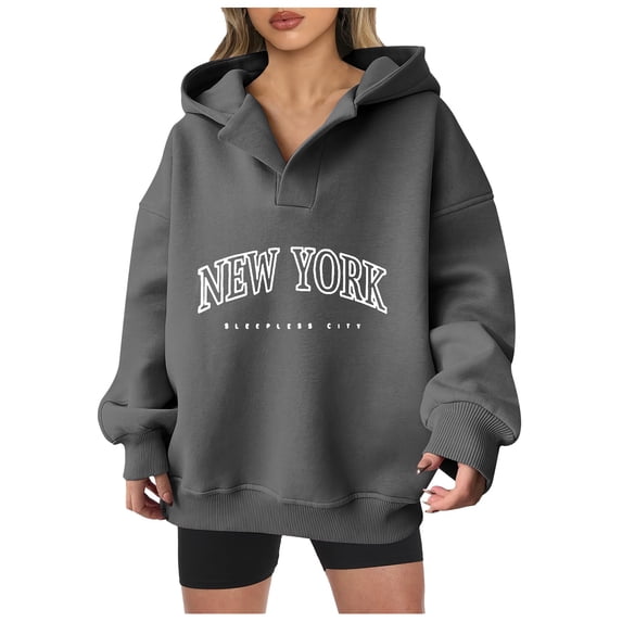 Women Sweatshirts Clearance Sale Fall Loose Hooded Long-sleeved Blouson One Shoulder Hoody Graphic Leisure Cotton Top Hoodies(Grey,S)