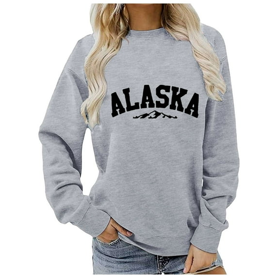 Women Sweatshirts Long Sleeve Sweatshirt for Women Pullover Sweatshirt Grey Sweatshirts Fall Clothing Adult Sweatshirt