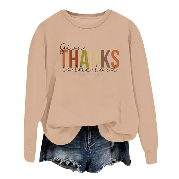 Women Sweatshirts Long Sleeve Sweatshirt for Women Pullover Sweatshirt Khaki Crewneck Fall Winter Clothes for Women Fashion