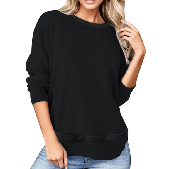 Women Sweatshirts Long Sleeve Sweatshirt for Women Pullovers for Women Black Crewneck Winter Sweatshirt Women Clothing