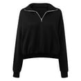 thumbnail image 1 of Women Sweatshirts MIUOWANP Fashion Women Casual Solid Color Lapel Neck Long Sleeve Loose T-Shirt Blouse Pullover Tops S Black, 1 of 5