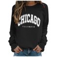 thumbnail image 1 of Women Sweatshirts Oversize Letter Print Long Sleeve Crew Neck Hoodless Loose Workout Shirt Black, 1 of 6
